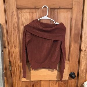 Rust Brown Off-Shoulder Sweater